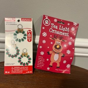 Tea Light Rudolph Holiday Ornament and 3 Set Wreath Ornament Set - NWT